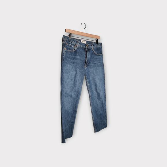 AGOLDE Womens Kye Straight Crop Jeans 28 Blue Stretch Denim Raw Hem - Picture 3 of 6